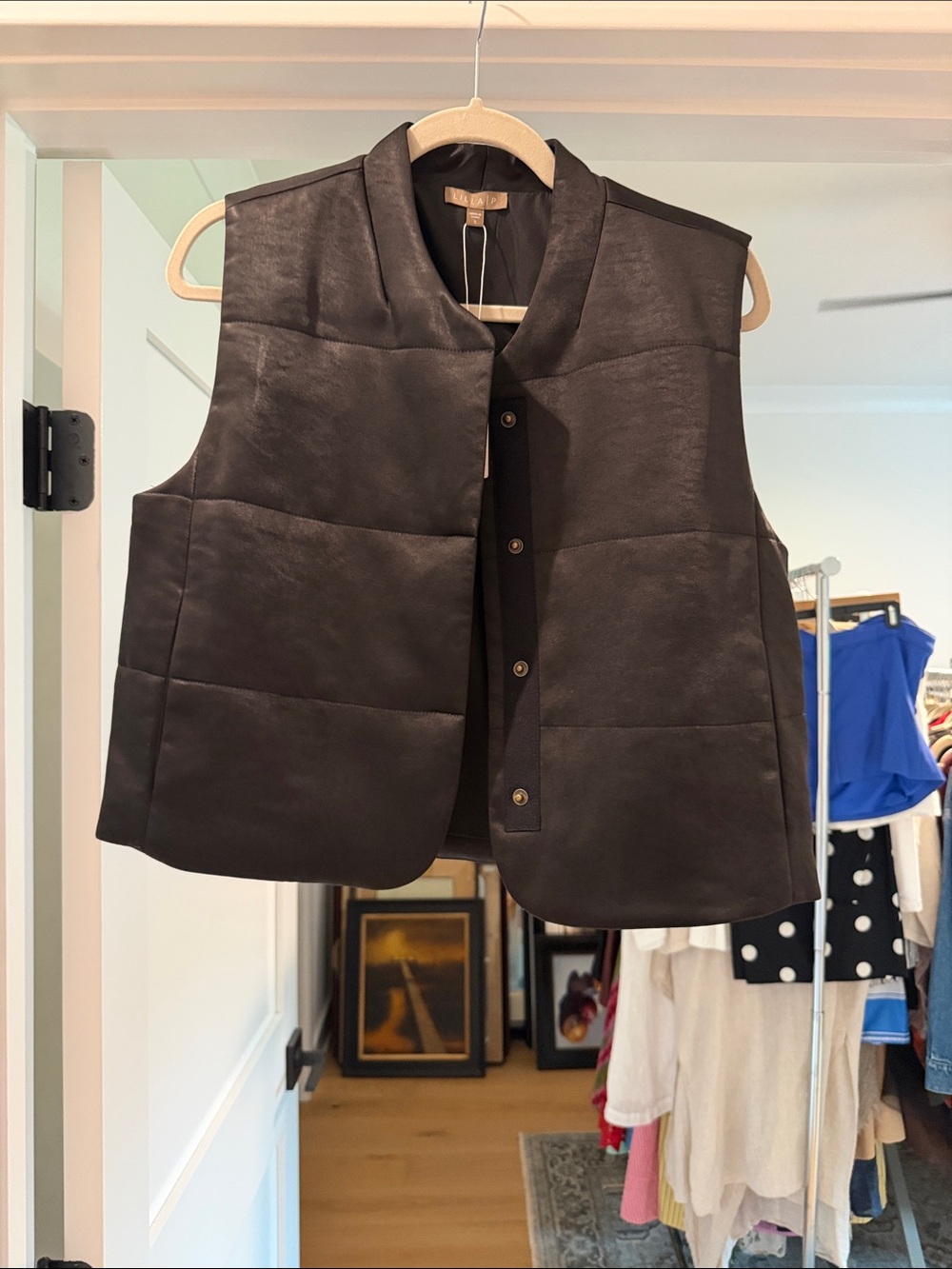 Lilla P Quilted Vest — Black (bw)